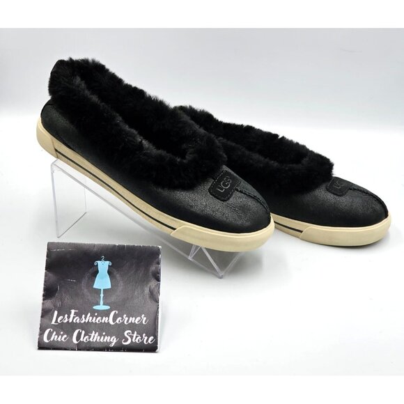 UGG Australia Women's Black Suede Fuzzy Lined Rylan Skimmer Slippers Size 8 2977 - Picture 10 of 16